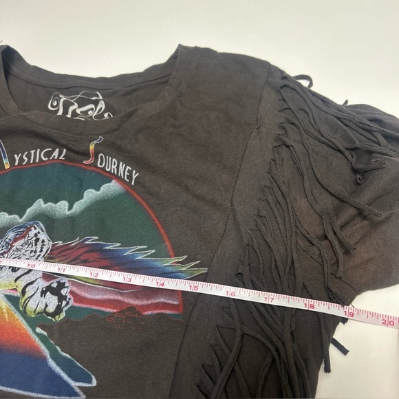 Cropped vintage fringe t-shirt. Mystical Journey. Western grunge fringe style - Picture 7 of 8